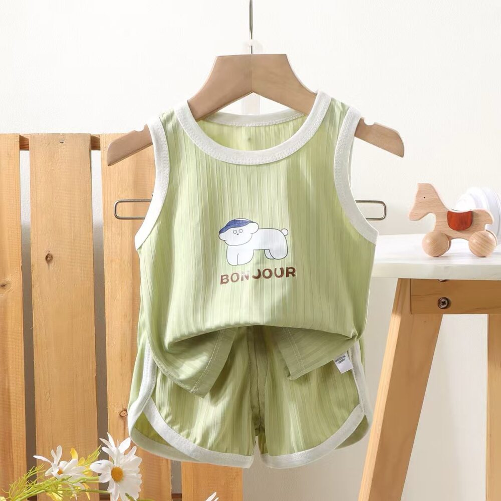 Unisex Summer Cotton Sleeveless Set