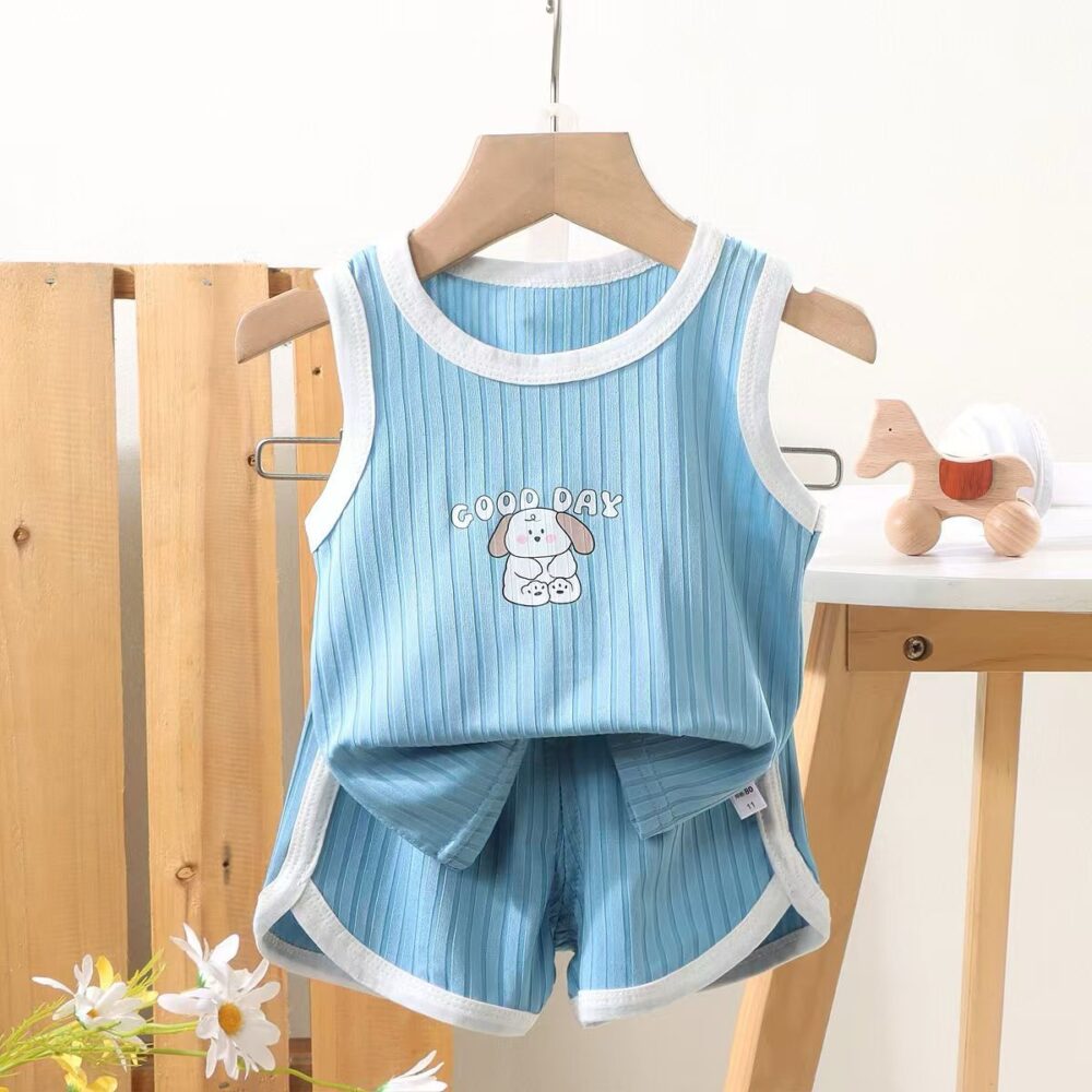 Unisex Summer Cotton Sleeveless Set