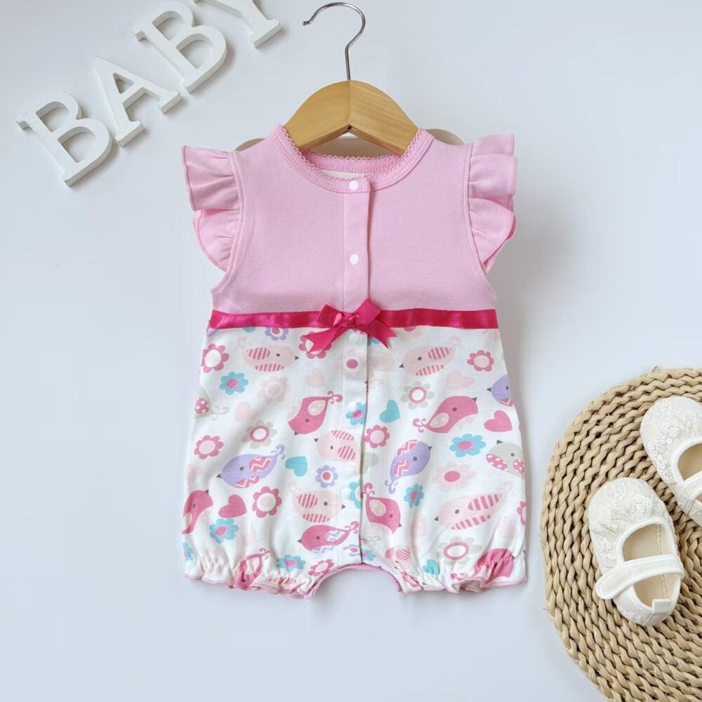 Girls Combed cotton knit Romper