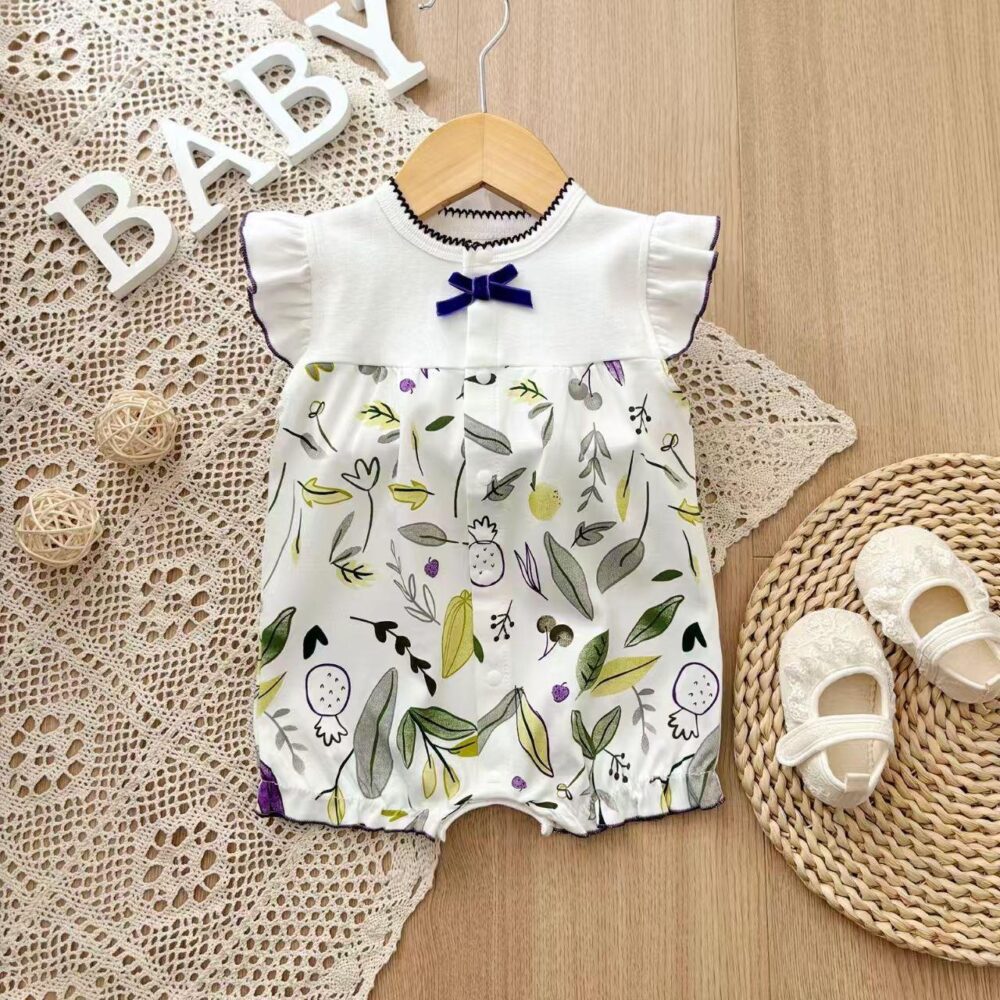 Girls Combed cotton knit Romper