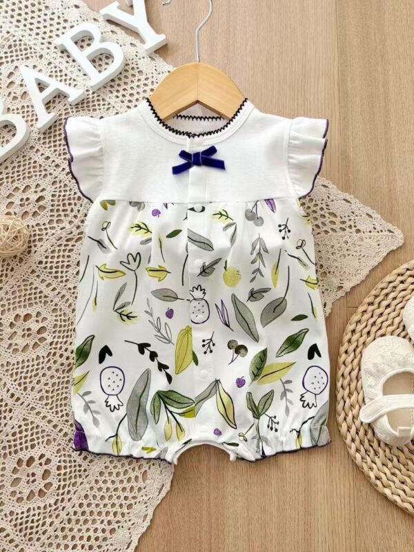 Girls Combed cotton knit Romper - 6 Months - 9 Months