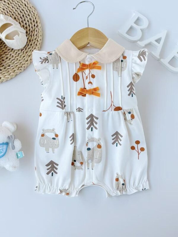 Girls Combed cotton knit Romper - 3 Months - 6 Months