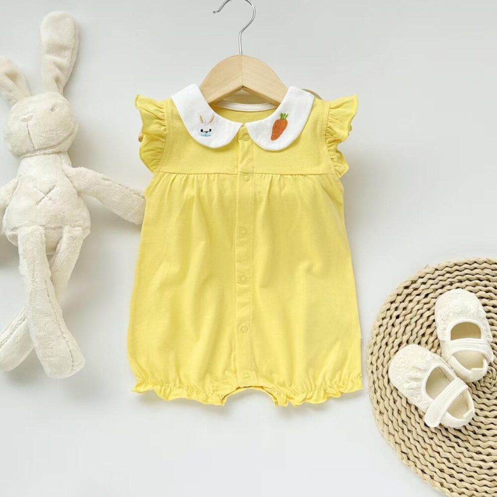 Girls Combed cotton knit Romper