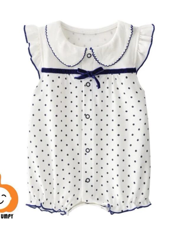 Girls Combed cotton knit Romper - 6 Months - 9 Months