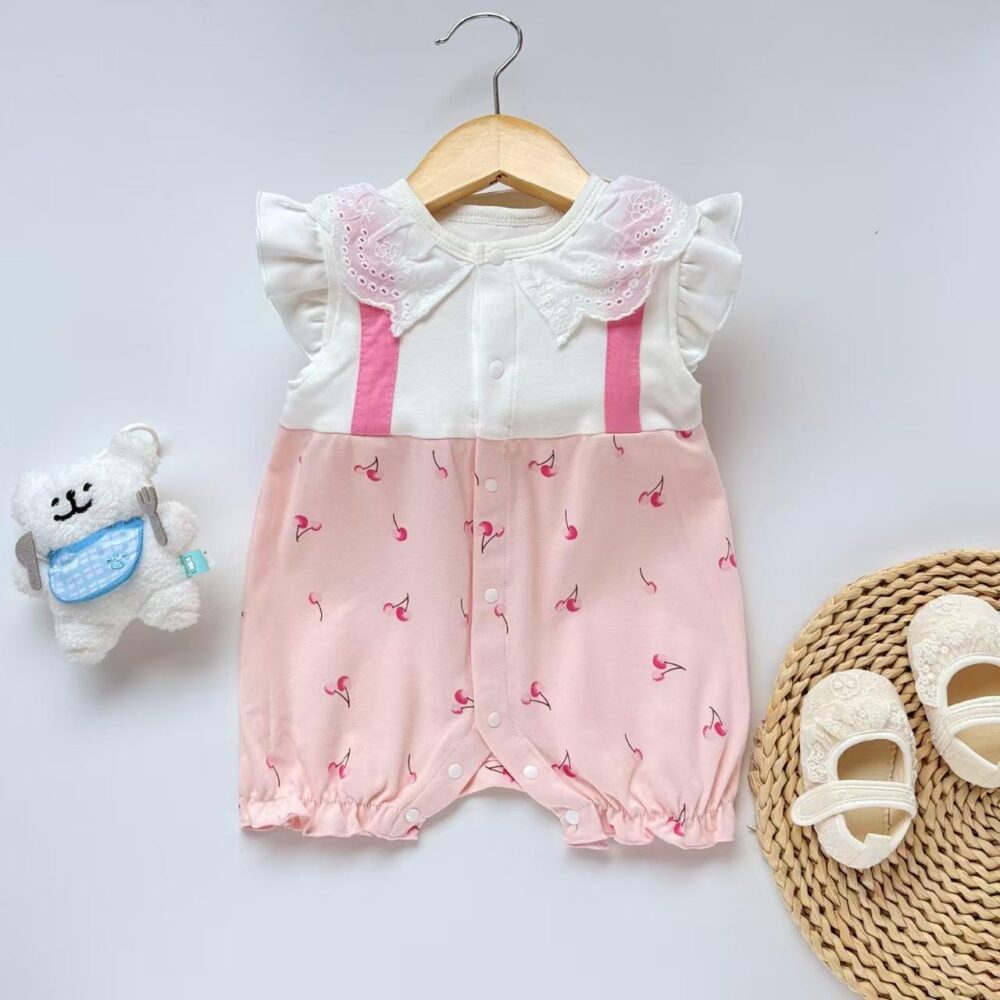 Girls Combed cotton knit Romper