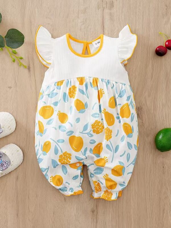 Girls Combed cotton knit Romper - 6 Months - 9 Months