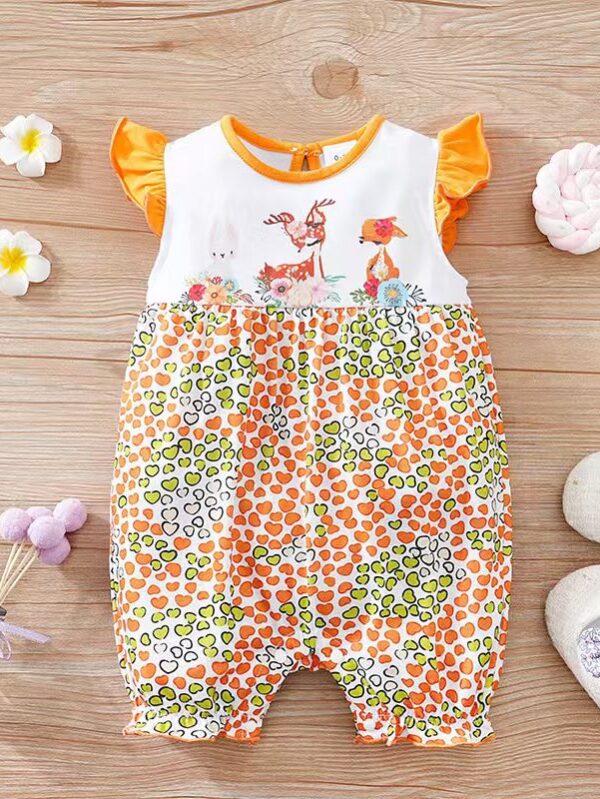 Girls Combed cotton knit Romper - 6 Months - 9 Months