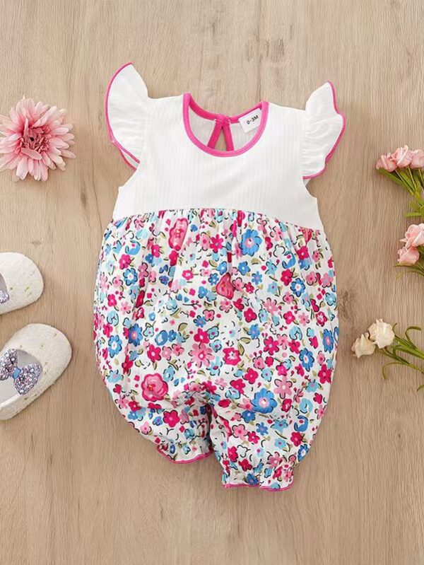 Girls Combed cotton knit Romper - 6 Months - 9 Months