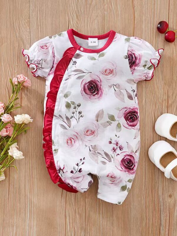 Girls Combed cotton knit Romper - 6 Months - 9 Months