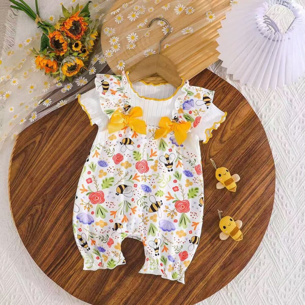 Girls Combed cotton knit Romper