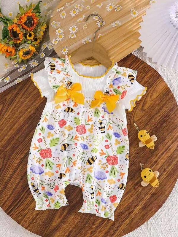 Girls Combed cotton knit Romper - 6 Months - 9 Months
