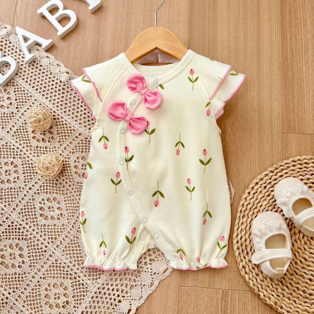 Girls Combed cotton knit Romper