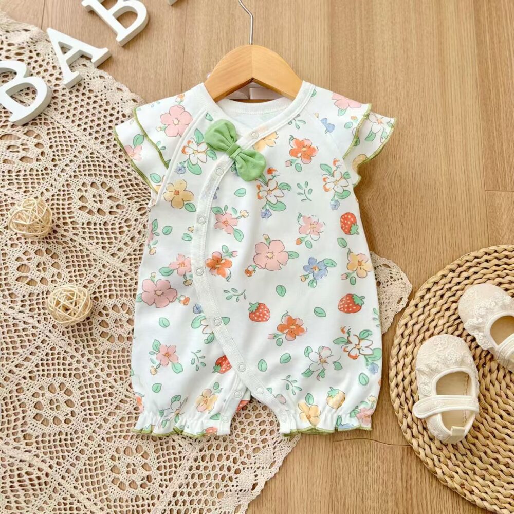 Girls Combed cotton knit Romper