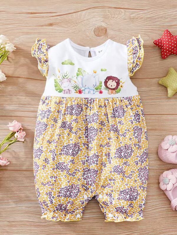 Girls Combed cotton knit Romper - 3 Months - 6 Months